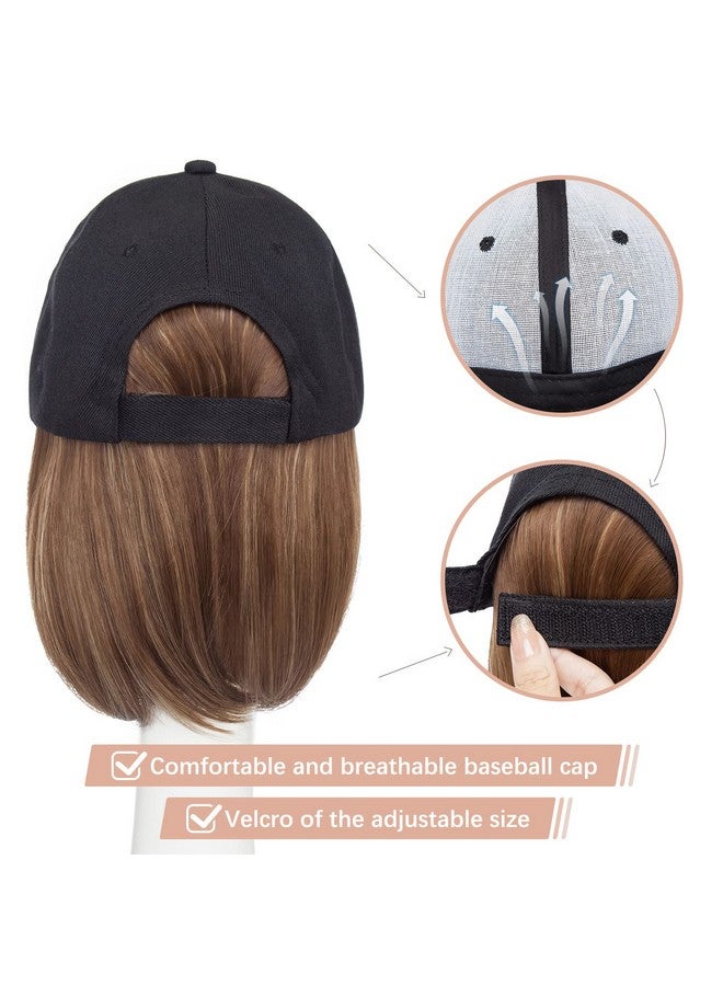 SEGO Baseball Cap With Hair Extensions For Women Heat Resistant Synthetic 6'' Adjustable Short Straight Hairpiece Replacement Wigs In Hat For Girls - Image 4