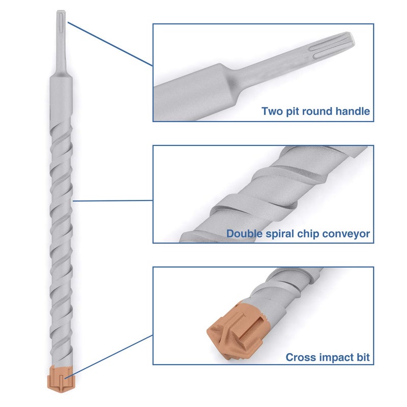 EK E&K 1-3/8’’ Inch SDS Plus Rotary Hammer Drill Bit for Anchoring in Concrete Masonry Stone Cement Fencing Fence Panels Installation - Image 2