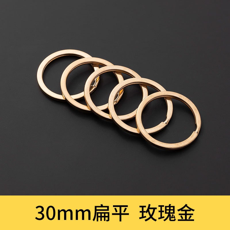 25mm Rose Gold Metal Keychain Rings Flat Automotive Key Accessories 30mm Rose Gold [1 piece] 