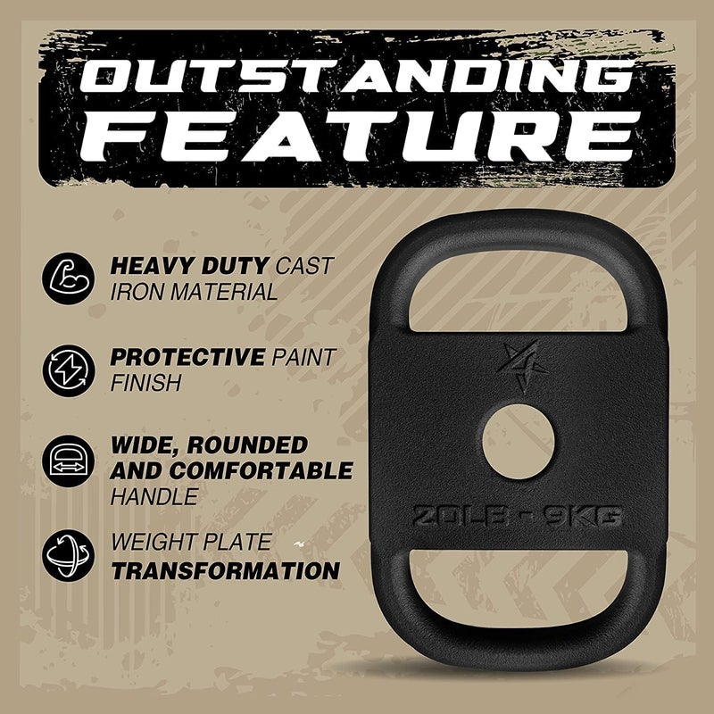 Yes4All وزن ريك من الحديد الزهر بتصميم أمريكي مسجل ببراءة اختراع من Yes4All 20LB مع مقبض دائري مطور وحافة ناعمة - Image 3