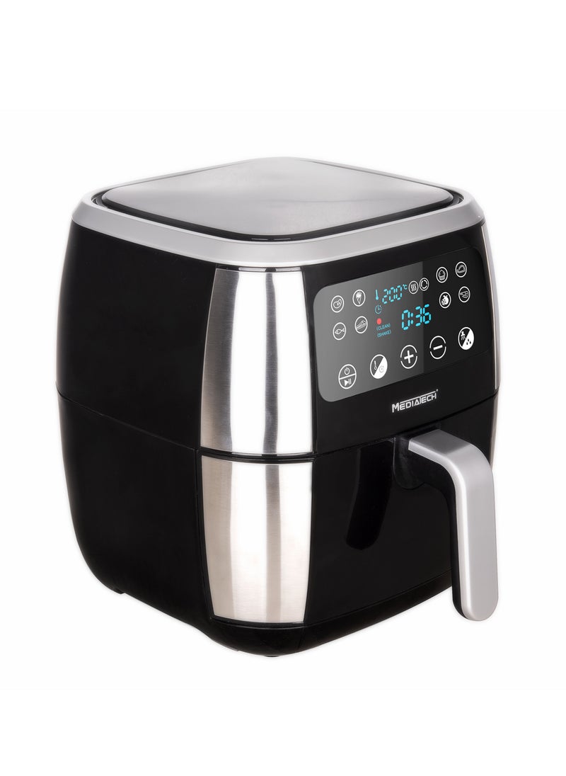 Mediatech - Healthy Air Fryer XXL, 7.2L , Digital Touch Control ,Oil-Less Fryer, Easy Clean Basket, 8 Preset Functions, Rapid Air Convection ,MT-AF1000- Silver/Black - Image 1