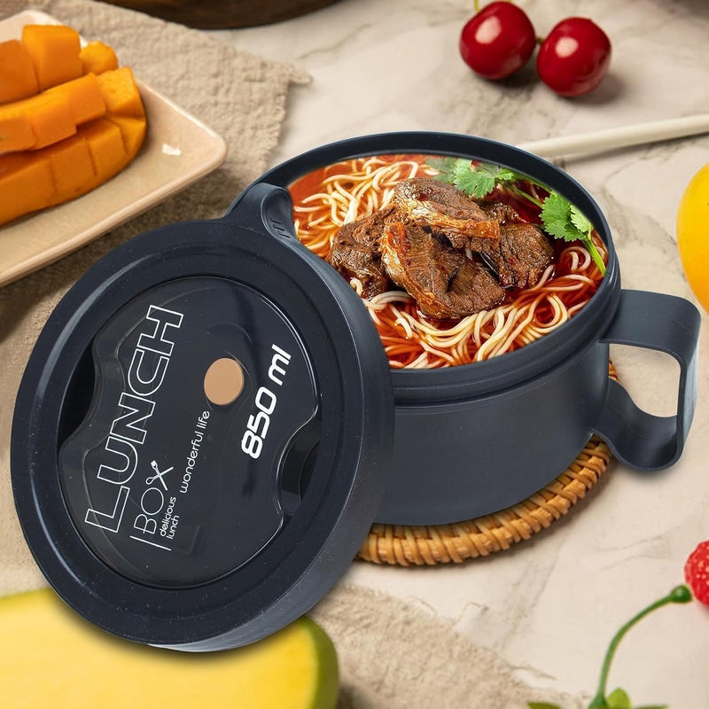 Ronanemon 2 Pack Soup Bowl with Handles, Microwave Ramen Bowl with Lid for Soup and Instant Noodles,Oatmeal, Gumbo, Salad,BPA Free(Black Black) - Image 2