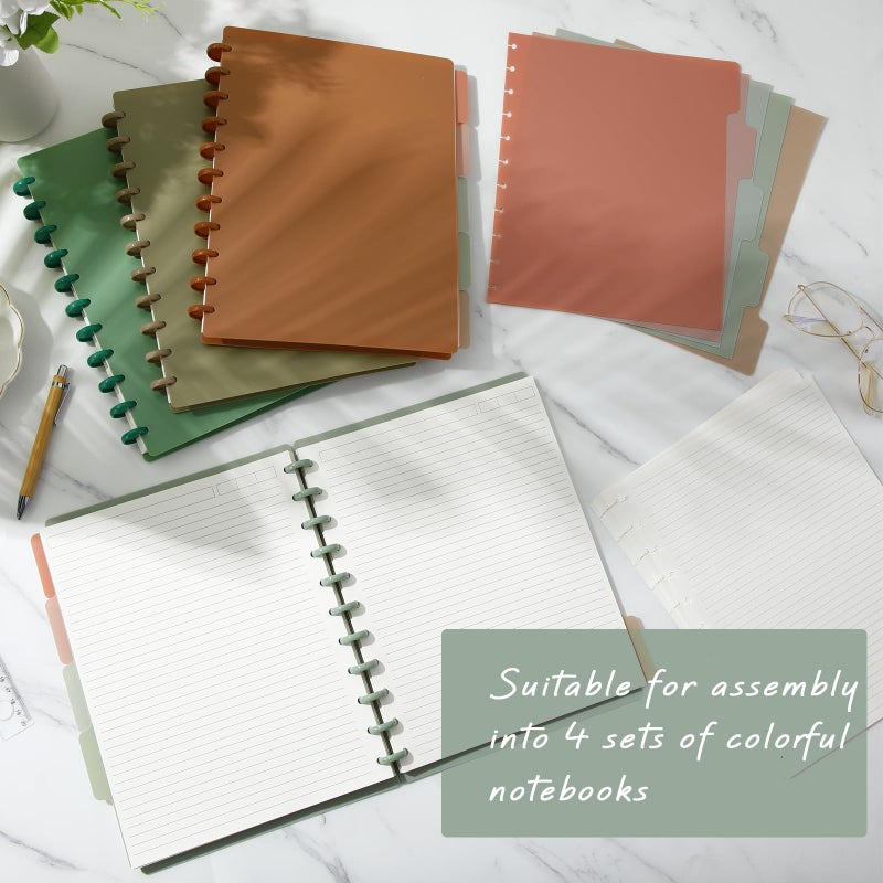 Glenmal 4 Sets Discbound Notebook, 8.5" x 11" Customizable Notebook Letter Size Includes Discs 5 Tab Note Dividers College Ruled Removable Pages Refillable Subject Journal for Office(Elegant Color) - Image 4