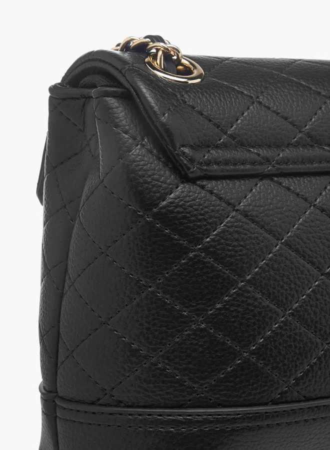 Le Confort Womens Quilted Crossbody Bag With Flap Closure And Chain Strap