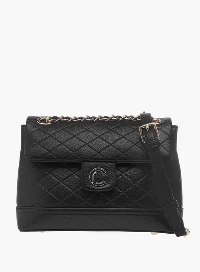 Le Confort Womens Quilted Crossbody Bag With Flap Closure And Chain Strap