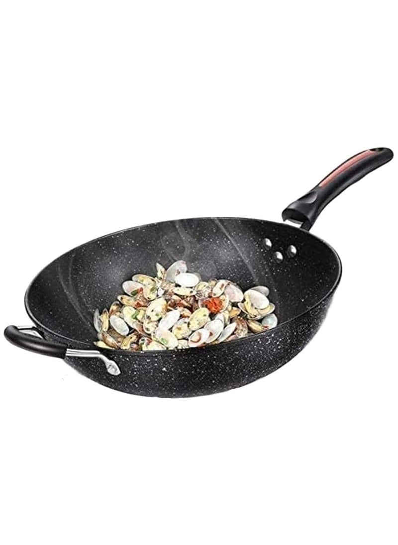 Generic Deep frying pan, size 32 cm, black granite, with 2 handles,  - Image 1