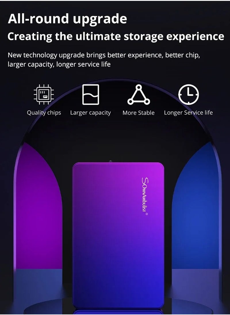 AROAQ - External Hard Drive, USB3.0 Ultra Slim HDD Storage Device, Portable Compact High-speed Mobile Hard Disk Compatible for Pc, Desktop, Mobiles, Laptop, Game Console, Ps4, (Gradient Blue Purple, 80GB) - Image 1