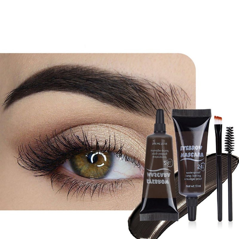 BINGBRUSH Tinted Thickening Eyebrow Mascara with Two Eyebrow Brushes,Brow Fast Sculpt,Waterproof,Transfer-proof,Eyebrow Tinting Kit- Cruelty Free - Light Medium Brown (2 Pack) (04 Black) - Image 1