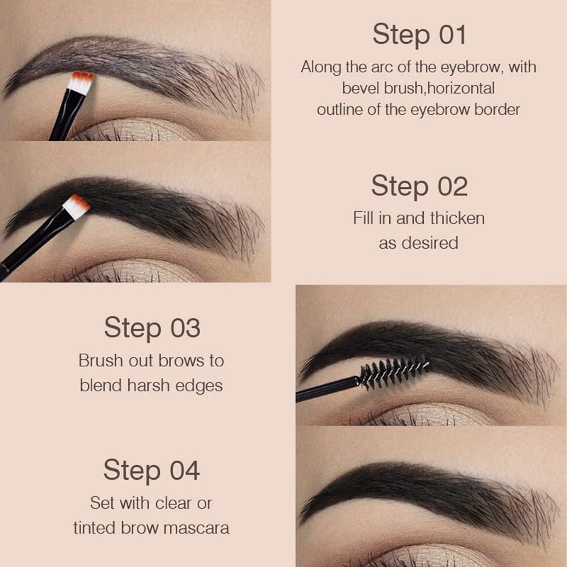 BINGBRUSH Tinted Thickening Eyebrow Mascara with Two Eyebrow Brushes,Brow Fast Sculpt,Waterproof,Transfer-proof,Eyebrow Tinting Kit- Cruelty Free - Light Medium Brown (2 Pack) (04 Black) - Image 4