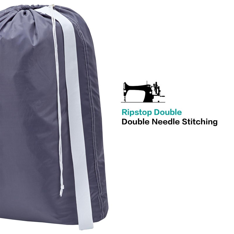 HOMEST 2 Pack XL Nylon Laundry Bag with Strap, Large Dirty Garments Organizer, Easy Fit a Hamper or Clothing Basket, Can Carry Up to 4 Loads of Clothes, Grey - Image 4