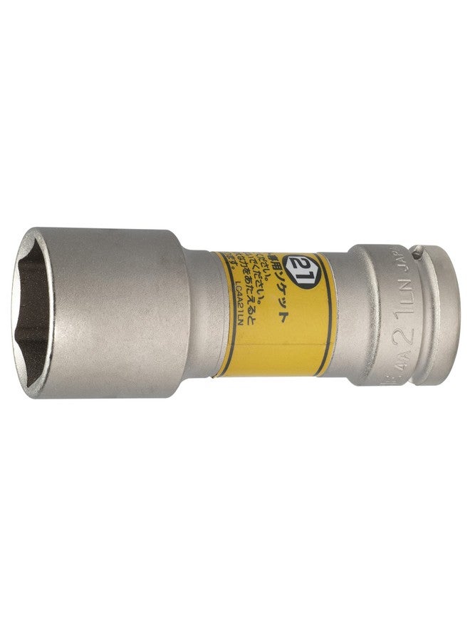 TONE Thin Type Wheel Nut Long Socket for Impact Wrench 4A-21LN 1/2" Inch Drive Yellow 21mm - Image 2
