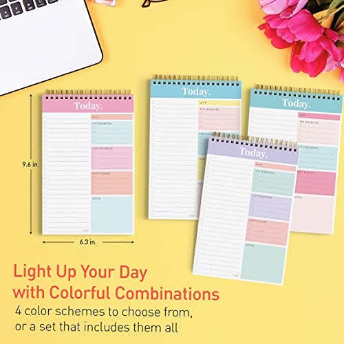 Sweetzer & Orange Daily & Weekly To Do List Notepad – Undated Work Planner & Organizer with Wish List Section, 52-Sheet Coiled Task Pad for Productivity – SET OF 4 To Do List Notebook for Work - Image 5