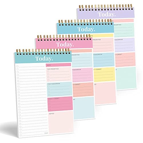 Sweetzer & Orange Daily & Weekly To Do List Notepad – Undated Work Planner & Organizer with Wish List Section, 52-Sheet Coiled Task Pad for Productivity – SET OF 4 To Do List Notebook for Work - Image 1