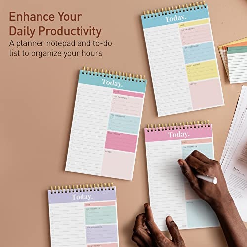 Sweetzer & Orange Daily & Weekly To Do List Notepad – Undated Work Planner & Organizer with Wish List Section, 52-Sheet Coiled Task Pad for Productivity – SET OF 4 To Do List Notebook for Work - Image 2
