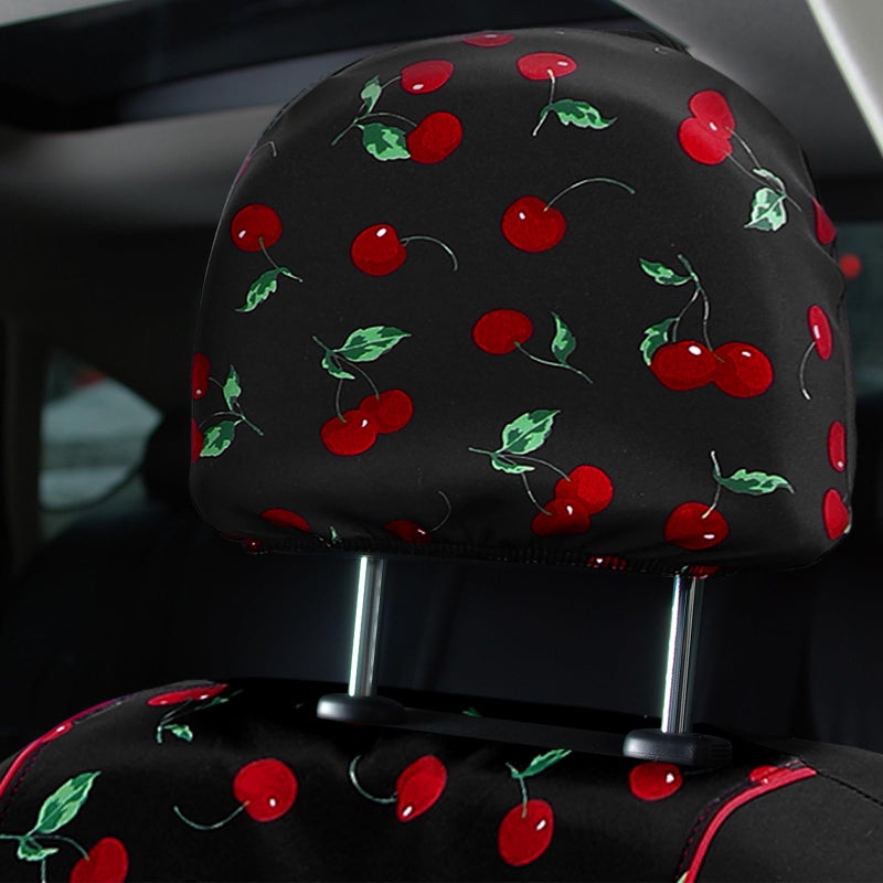DaisyInner Red Cherry Car Seat Covers Full Set with Matching Headrest Covers Front and Rear Split Bench Fits for Most Cars, Van, Trucks, SUV - Image 5