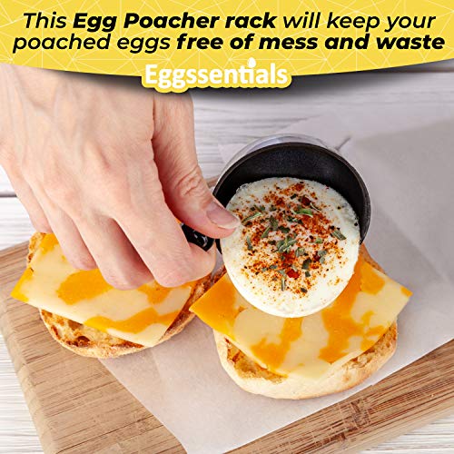Eggssentials Egg Poacher | Stainless Steel Egg Rack | 6 Poached Egg Maker Cups PFOA Free Nonstick | 9 inch Diameter Egg Steamer Rack Fits Many Sized Pans Skillets … - Image 4