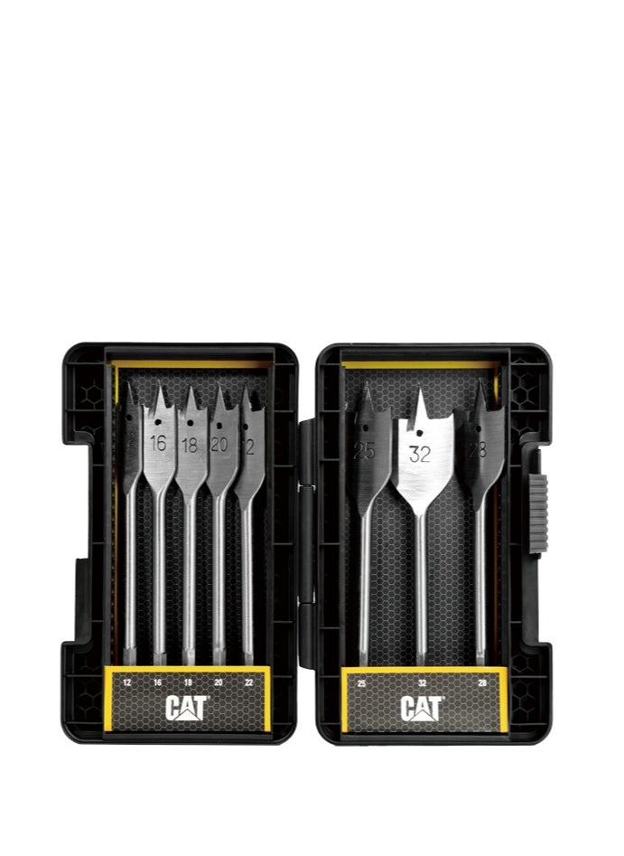 كاتربلر - طقم لقم مثقاب خشبي مسطح من CAT DA05901 مقاس 8 × 152 مم (Ø12، 16، 18، 20، 22، 25، 28، 32 مم) - Image 1