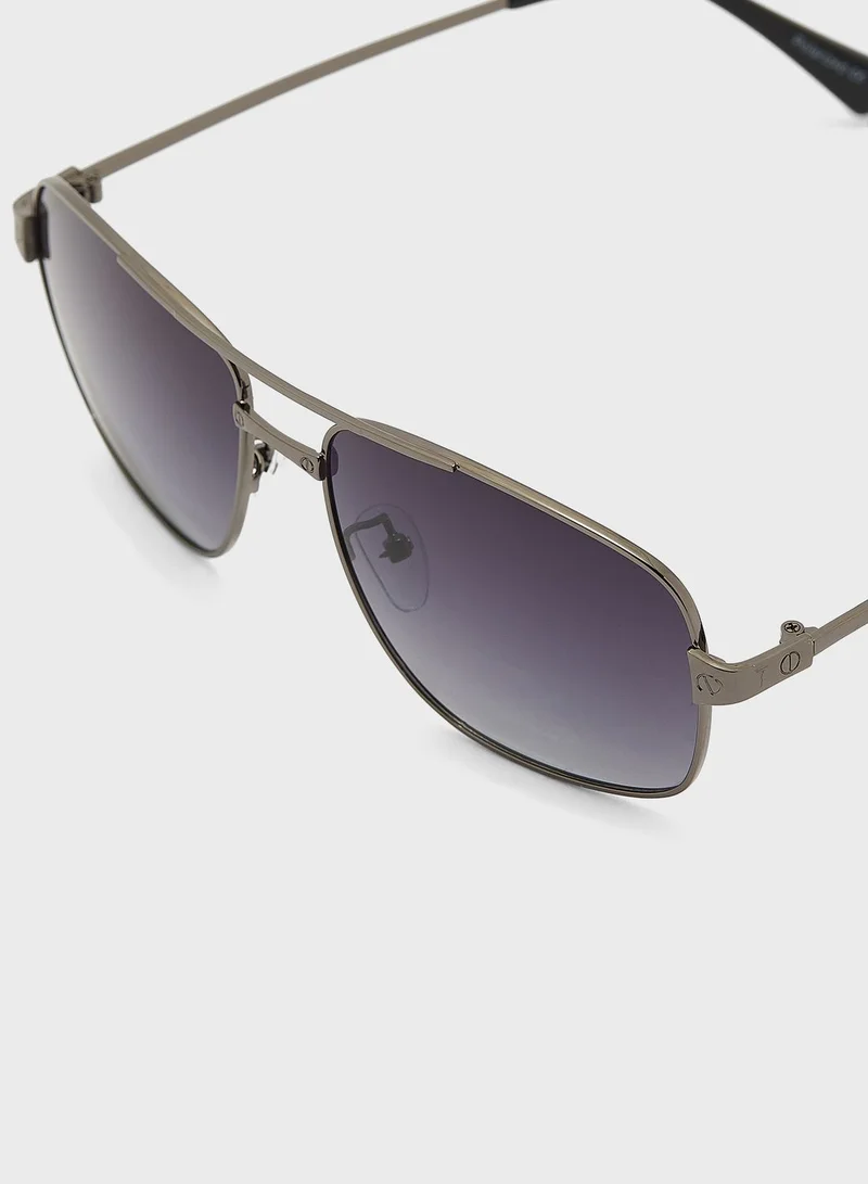 Seventy Five Polarized Angular Aviator Sunglasses