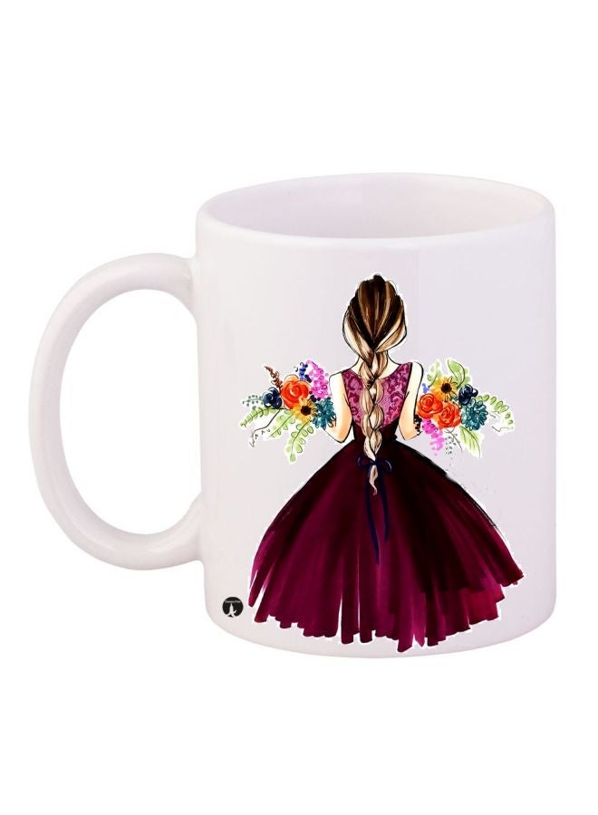 RYN Girl Printed Coffee Mug White/Purple/Red 11ounce