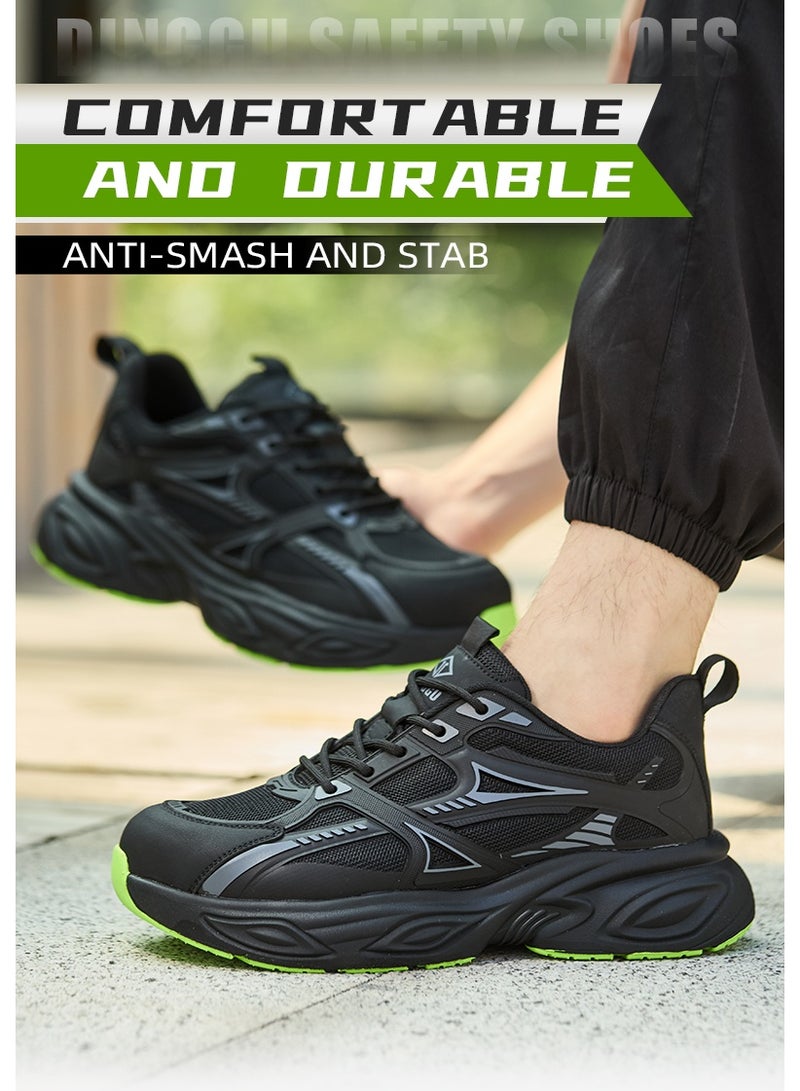 Men's steel-toe safety shoes, lightweight and comfortable, puncture-proof and slip-resistant, wear-resistant and durable, comfortable for long periods of standing, lightweight and breathable, work shoes that can also be worn as fashionable athletic shoes. - Image 1