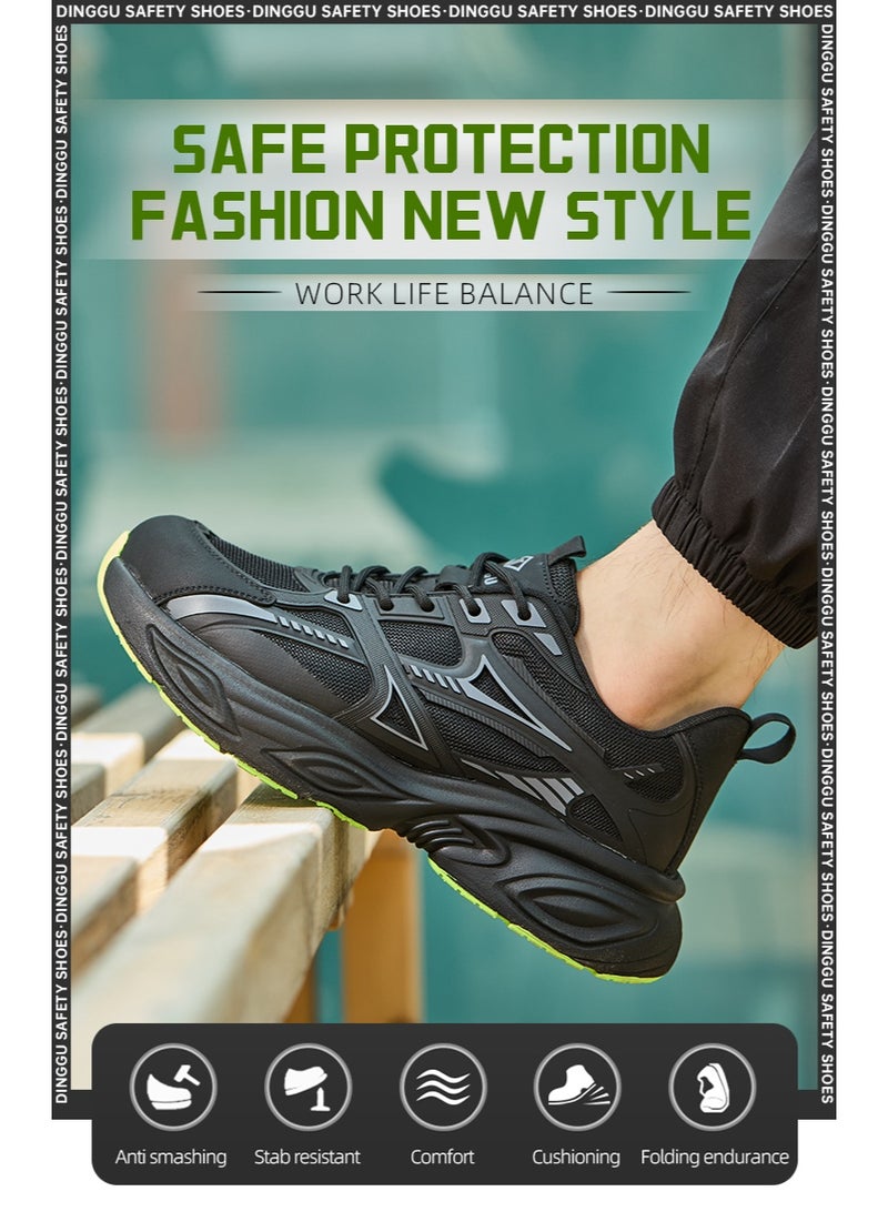 Men's steel-toe safety shoes, lightweight and comfortable, puncture-proof and slip-resistant, wear-resistant and durable, comfortable for long periods of standing, lightweight and breathable, work shoes that can also be worn as fashionable athletic shoes. - Image 2
