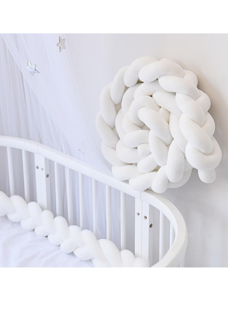 D&L Braided Crib Bumper 3M/9.84 FT White With Storage Bag  - Image 1