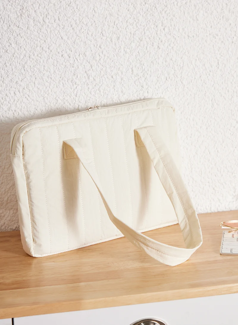 Ginger White Quilted Laptop Bag With Strap for Women | Best Price UAE