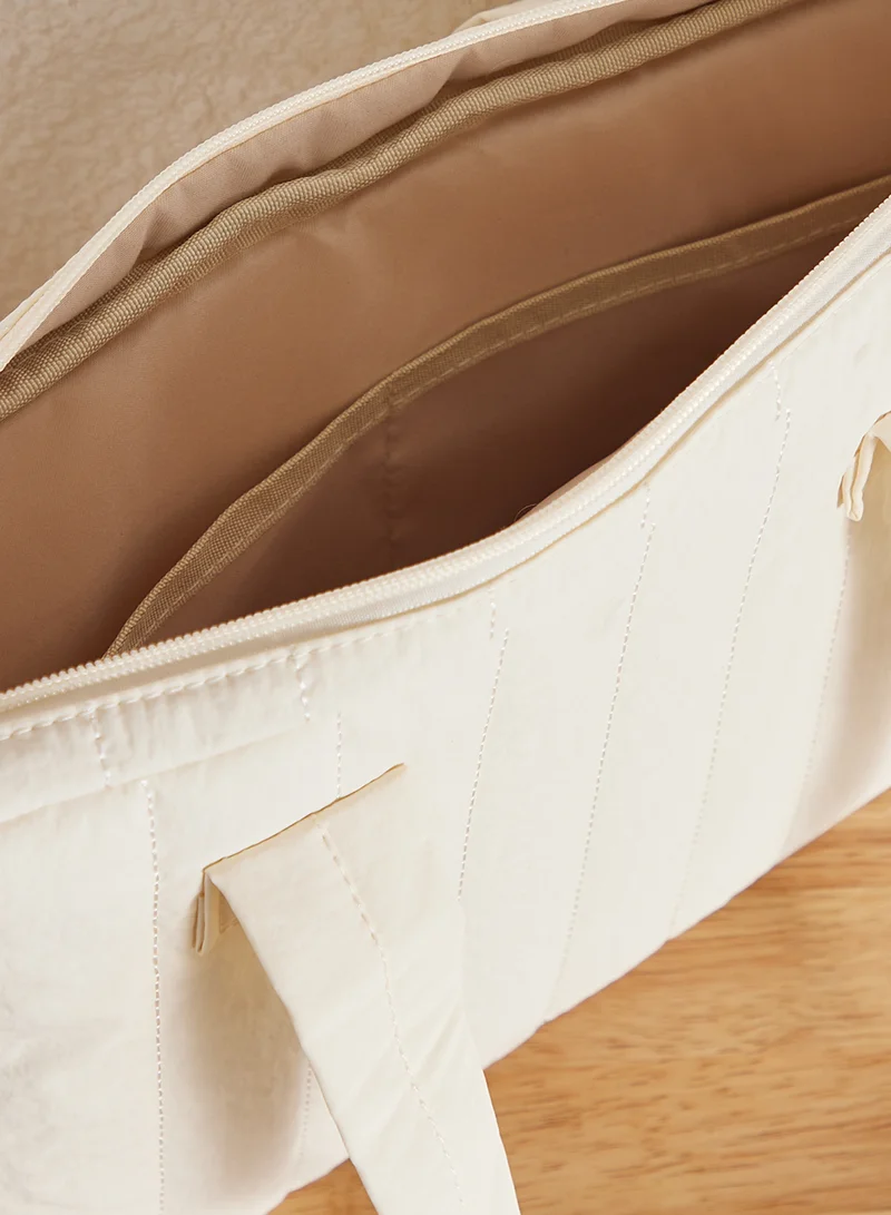 Ginger White Quilted Laptop Bag With Strap for Women | Best Price UAE