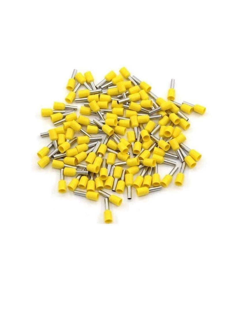 Generic Insulated Ferrules Terminal Block Cord End Wire Tubular Connector, Electrical Crimp Cable Lugs, Terminal Cable Crimp Cable Sleeve for Wire Connection (Pack of 100) (1.5mm - E1508, Yellow)  - Image 1