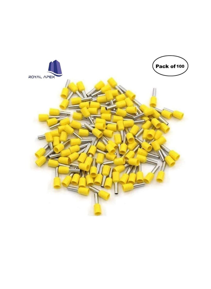 Generic Insulated Ferrules Terminal Block Cord End Wire Tubular Connector, Electrical Crimp Cable Lugs, Terminal Cable Crimp Cable Sleeve for Wire Connection (Pack of 100) (1.5mm - E1508, Yellow)  - Image 2