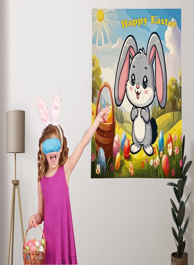BASHOUT Easter Party Game, Pin The Tail on The Bunny, Sticker Tails for Bunny Game, Holiday Activity, Blindfold Included, Fun Easter Game, All Ages Game for Easter, 24 Sticker Tails - Image 2