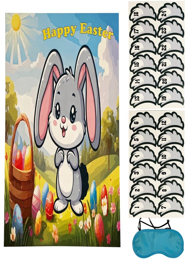 BASHOUT Easter Party Game, Pin The Tail on The Bunny, Sticker Tails for Bunny Game, Holiday Activity, Blindfold Included, Fun Easter Game, All Ages Game for Easter, 24 Sticker Tails - Image 1