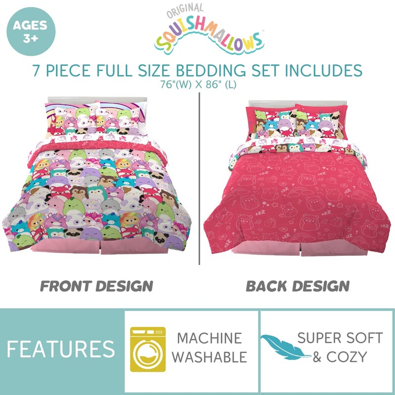 Franco Squishmallows Bedding Super Soft Comforter and Sheet Set with Sham, 7 Piece Full Size - Image 2