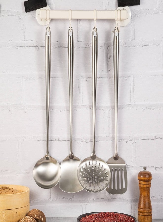 Standcn 17” Wok Spatula and Ladle, Skimmer Spoon, Slotted Spatula - 304 Stainless Steel Kitchen Utensils Set, 4-Pieces Extra Long Handle Cooking Tools, All Metal Chinese Wok Utensils and Wok Accessories - Image 3