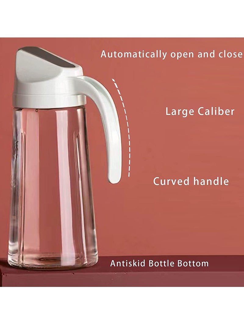 سيوسي موزع الزيت ، قنينة زجاجية من زيت الزيتون بتقليب تلقائي ، حاوية بهارات مقاومة للتسرب 22 أونصة مع غطاء وسدادة أوتوماتيكية ، فوهة خالية من التنقيط والانسكاب ، مانعة للانزلاق - Image 1