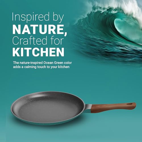 Preethi Artistic Collection Die Cast Non Stick Tawa, 27 cm, 5 Star Non Stick Effect, Cook & Serve, Ocean Green - Image 5
