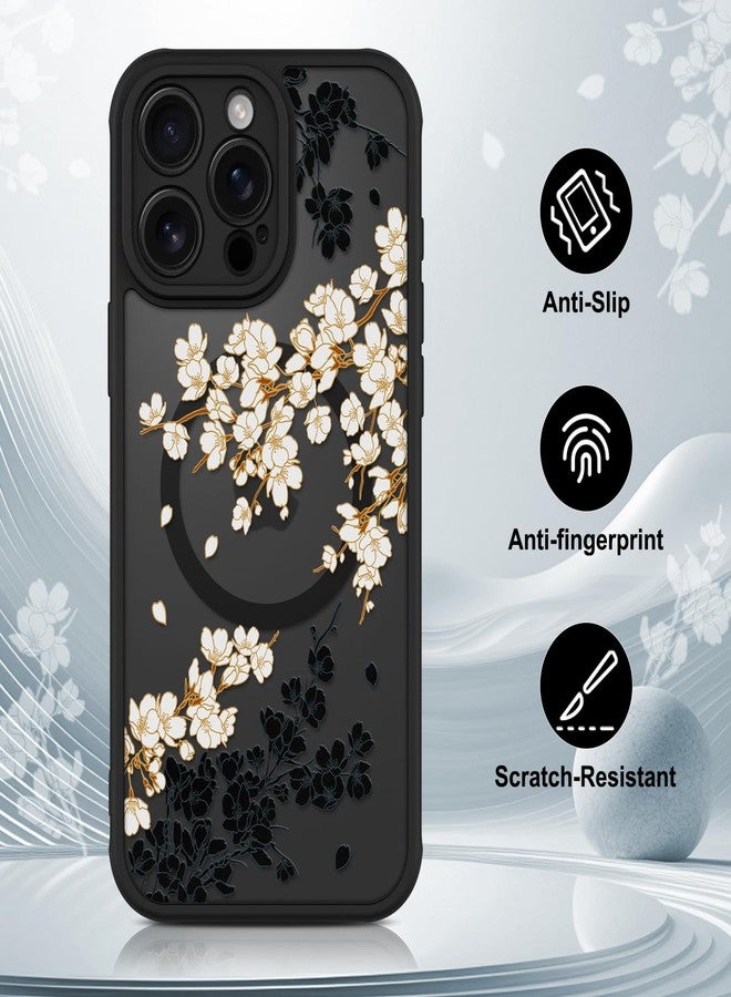 OOK Case for iPhone 15 Pro Max 6.7 Inch (Compatible with MagSafe) Floral Flowers Design Translucent Phone Cover Soft TPU + Hard PC Anti-Scratch Shockproof Magnetic Cute Case for Women - White - Image 5