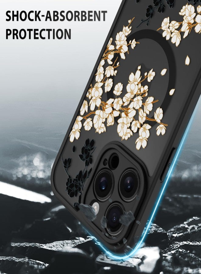 OOK Case for iPhone 15 Pro Max 6.7 Inch (Compatible with MagSafe) Floral Flowers Design Translucent Phone Cover Soft TPU + Hard PC Anti-Scratch Shockproof Magnetic Cute Case for Women - White - Image 4