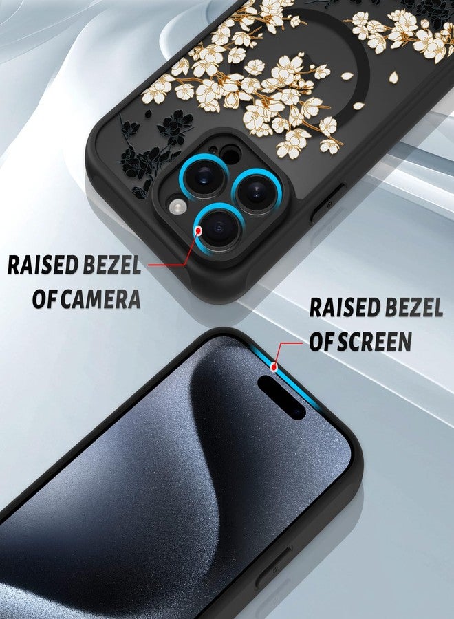 OOK Case for iPhone 15 Pro Max 6.7 Inch (Compatible with MagSafe) Floral Flowers Design Translucent Phone Cover Soft TPU + Hard PC Anti-Scratch Shockproof Magnetic Cute Case for Women - White - Image 3