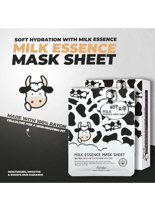 Esfolio Pure Skin Essence Full Facial Mask Sheet Elasticity Hydration Anti-Aging Milk (Pack of 10) - Image 2