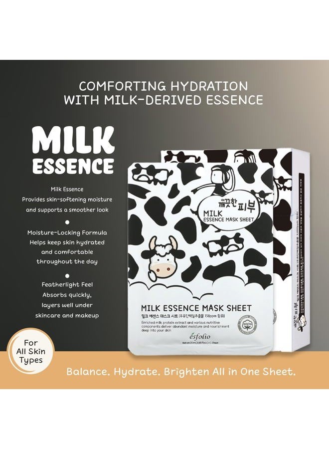 Esfolio Pure Skin Essence Full Facial Mask Sheet Elasticity Hydration Anti-Aging Milk (Pack of 10) - Image 5
