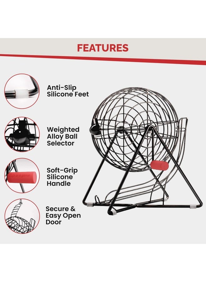 Mr Chips MR CHIPS 11" (Inch) Tall Professional Bingo Set with Steel Bingo Cage, Everlasting 7/8” Bingo Balls, Master Board for Bingo Balls - Mysterious Black Color  - Image 3