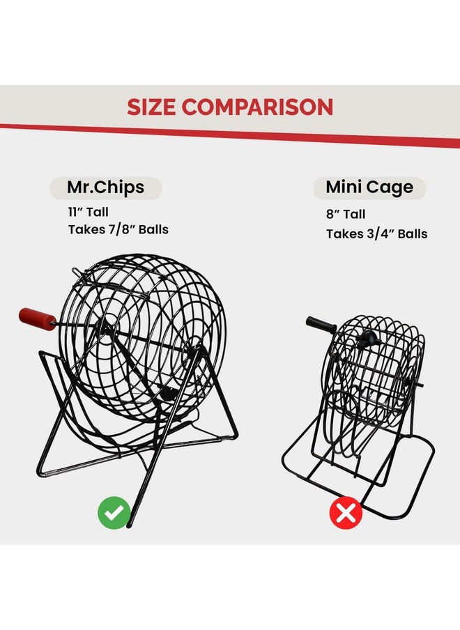Mr Chips MR CHIPS 11" (Inch) Tall Professional Bingo Set with Steel Bingo Cage, Everlasting 7/8” Bingo Balls, Master Board for Bingo Balls - Mysterious Black Color  - Image 4