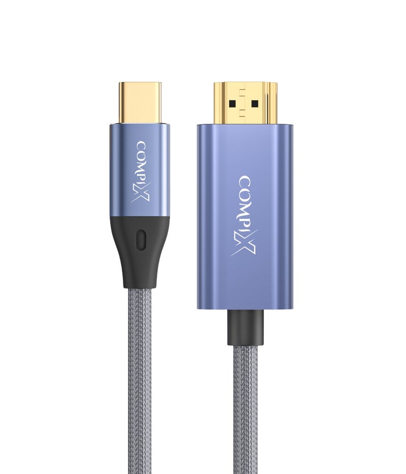 COMPIX USB C to HDMI Cable 2M, USB 3.1 Type C to HDMI 4K@60Hz Ultra HD, Braided Gold-Plated Type C Cable, Thunderbolt 4/5 for MacBook Pro, iPhone 17/16 Pro Max, iPad Air/Pro, Samsung S25/S26 - Grey - Image 1