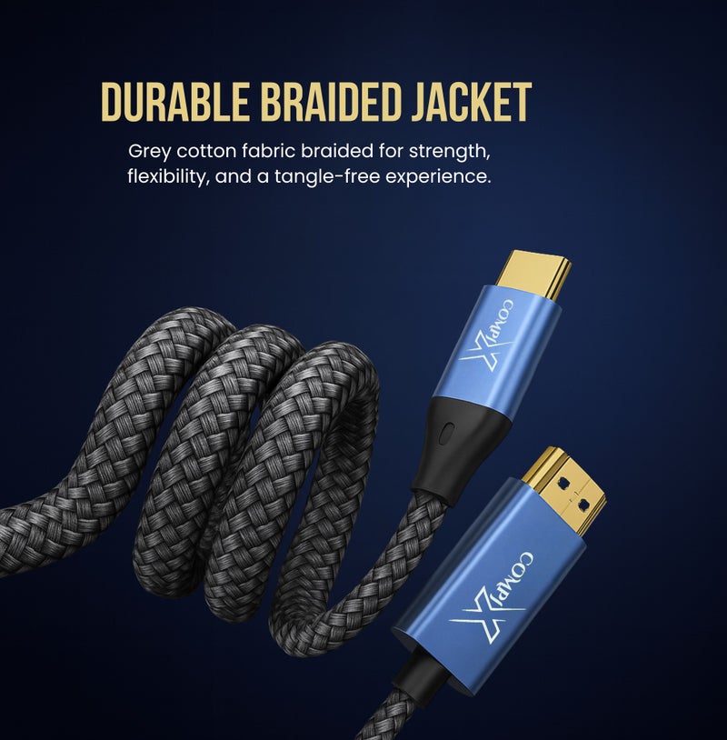 COMPIX USB C to HDMI Cable 2M, USB 3.1 Type C to HDMI 4K@60Hz Ultra HD, Braided Gold-Plated Type C Cable, Thunderbolt 4/5 for MacBook Pro, iPhone 17/16 Pro Max, iPad Air/Pro, Samsung S25/S26 - Grey - Image 3