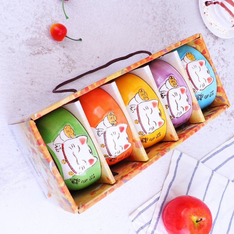 5Pcs Cartoon Cat Ceramic Rice Bowl Tableware Set Bowl Cartoon Animal Dining Bowl Anti-scalding Food Bowl - Image 3