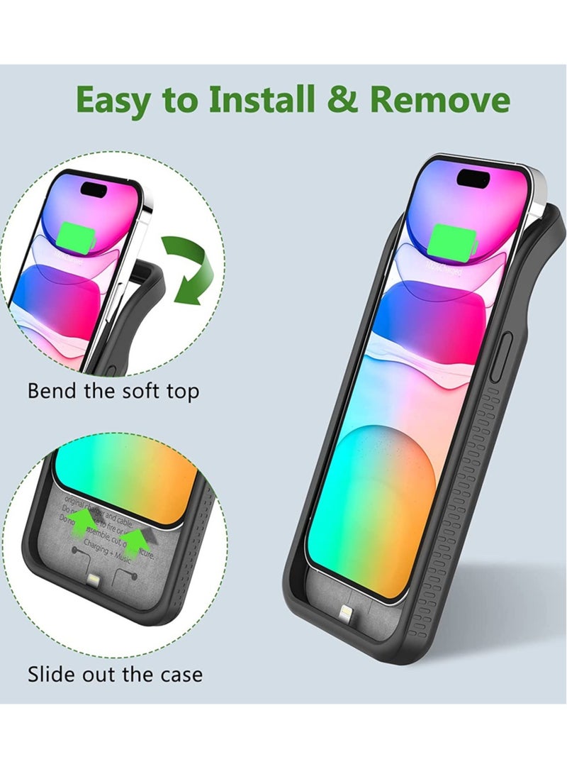 ELTRAZONE Battery Case for iPhone 14/14 Pro, Real 4500mAh Rechargeable Smart Extended Charging Case with 1x Screen Protector, Ultra-Slim Portable Protective Battery Pack (6.1 inch) Black - Image 4