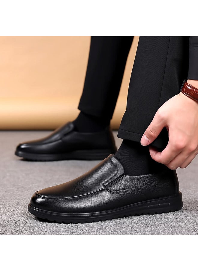 Egchi Leather Shoes For Men, Business Casual Shoes, Top-grain Cowhide Slip-on Driving Shoes, C8833, Black, Size 42 - Image 4