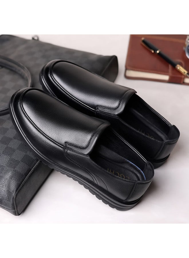 Egchi Leather Shoes For Men, Business Casual Shoes, Top-grain Cowhide Slip-on Driving Shoes, C8833, Black, Size 42 - Image 3