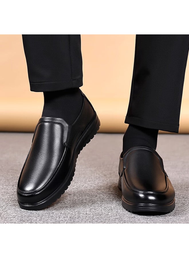 Egchi Leather Shoes For Men, Business Casual Shoes, Top-grain Cowhide Slip-on Driving Shoes, C8833, Black, Size 42 - Image 1